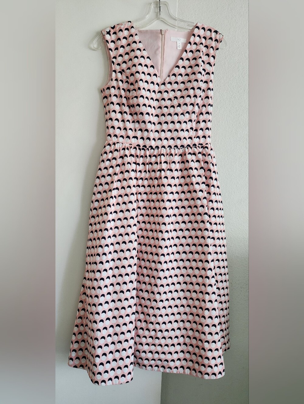 1901 Nordstrom | Retro Geometric Crescent Moon Fit & Flare Midi Dress Pink